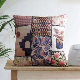 Mid July Home Blue & Off White Mirror Work Velvet Square Cushion Covers-image-127