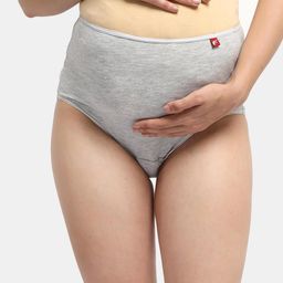 Envie Grey Melange High-Rise Maternity Briefs-image-0