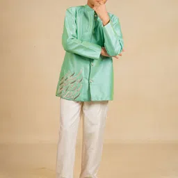 Jilmil Boys Embroidered Thread Work Straight Kurta With Trousers-image-78
