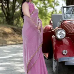 VRAGI Beads and Stones Pure Chiffon Saree-image-73