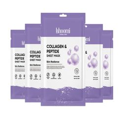 BHOOMI HERBAL INDIA Set Of 5 Collagen & Peptide Sheet Mask - 20 ml Each-image-44
