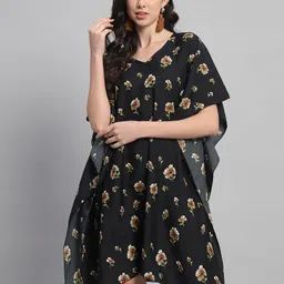 Curvydrobe Floral Printed Kimono Sleeves Kaftan Dress-image-72