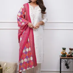Anouk Women Ethnic Motifs Embroidered Regular Sequinned Kurta with Trousers & With Dupatta-42