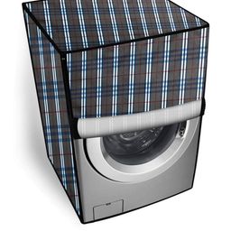 The Furnishing Tree Washing Machine Cover Check Black Compatible for Samsung 9 Kg Fully-Automatic F-image-78
