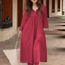 Aaghnya Women Solid Viscose Rayon Kurta Sets-picture-4