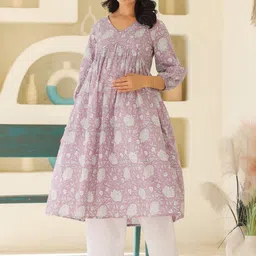 Janasya Women Floral Printed Floral Maternity Kurta-image-57