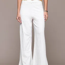 MANGO Women Knitted Pure Cotton Trousers-picture-17