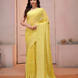 Garden Vareli Floral Printed Satin Saree-picture-9