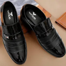VATELIO Men Black Solid Synthetic Slip On Round Toe Oxfords With TPR Sole-picture-28
