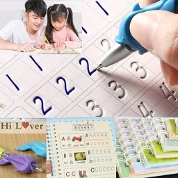 Magic Practice Copybook Child kids (4 BOOK + 10 REFILL) Preschoolers with Pen Accessory Tape Dot-picture-16