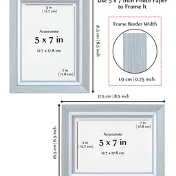 Golden Peacock Grey & White 1 Pieces MDF Table Photo Frames image 3