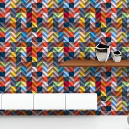 ArtzFolio Printed UV-Resistant Anti-Bacterial Colorful Retro Zigzag Peel & Stick Wallpaper-image-89