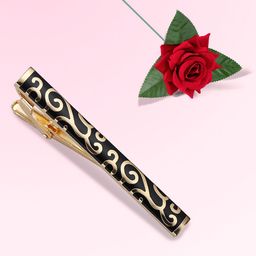 Peora Two Tone TexturedMinimal Tie Pin With Red Rose-image-48