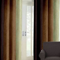 BELLA TRUE Brown And Sea Green 2 Pieces Regular Long Door Curtains-image-3