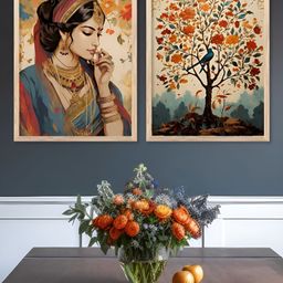 Kotart White & Brown 2 Pieces Wooden Floral and Botanical Wall Arts-picture-41