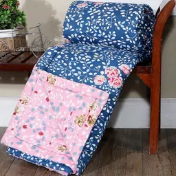 REALDREAM Blue & Pink Floral AC Room Double Bed Comforter-picture-28