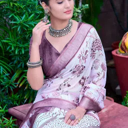 Moda Rapido Floral Designer Block Print Saree image 2