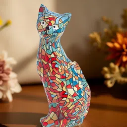 Golden Peacock Whimsical Wildlife Red & Blue Birds and Animals Figurine Showpiece-27