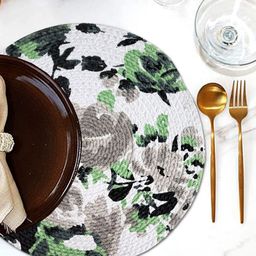 ANA 3 Pcs Green & Grey Printed Cotton Table Placemats-33