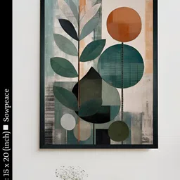 SOWPEACE Green & Orange 1 Piece Canvas Floral and Botanical Wall Paintings-image-29