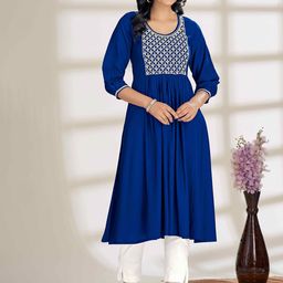 Glomee Women Floral Yoke Design Regular Sequinned Pure Cotton Kurta with Trousers-picture-11