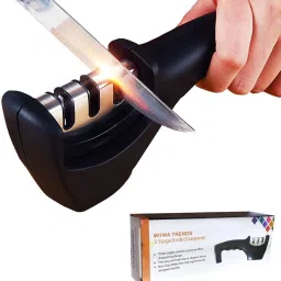 Kitchen Knife Sharpener (Black) Knife Sharpening Steel-image-58