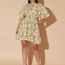 MOSHI Floral Print Kimono Sleeve Empire Dress-image-34