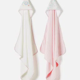 Juniors by Babyshop Pink & White 2 Pieces Floral Printed 210 GSM Bath Towel-38