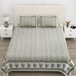 Jinaya's Grey Floral Printed Pure Cotton 210 TC King Bedsheet Set 2.74 m x 2.28 m-image-41