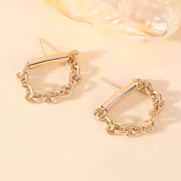 DressBerry Gold-Plated Contemporary Shaped Drop Earrings-14