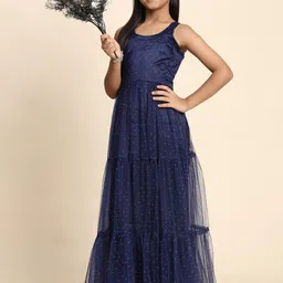 LOOKS AND LIKES Embellished Net Maxi Dress-image-75