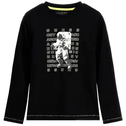 GUESS kids Boys Graphic Printed Round Neck Cotton T-shirt-image-86