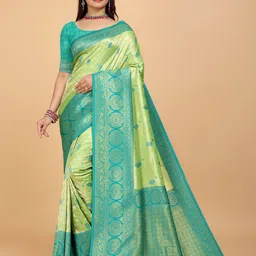 Indian Fashionista Ethnic Motifs Woven Design Zari Organza Banarasi Saree-picture-26