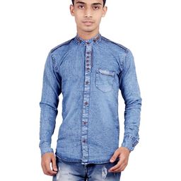SQS Boys Slim Fit Full Sleeve Denim blue Color Shirt-image-3