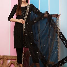Bunkraft Embroidered Organza Dupatta-40