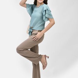 FUTURO Round Neck Georgette Crop Top-image-73