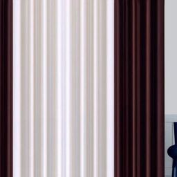 BELLA TRUE White & Brown 4 Pieces Door Curtains-image-101