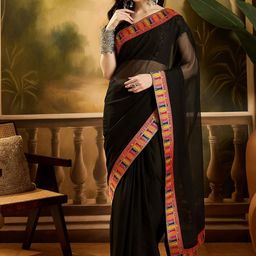 Sangria Woven Design Border Saree with Unstitched Blouse-picture-6