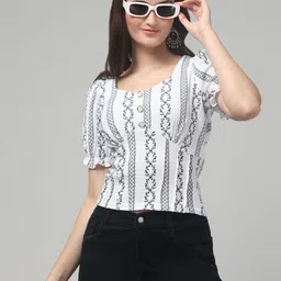 clobug Print Sweetheart Neck Cotton Top-picture-34