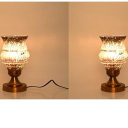 SOMIL Set Of 2 Black Printed Glass Cylindrical Shaped Table Lamp-image-31