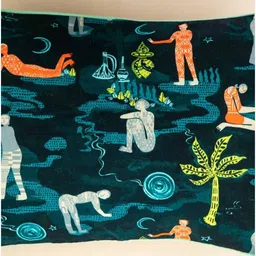FREEDOM TREE Teal & Yellow Abstract Rectangle Cushion Covers image 3