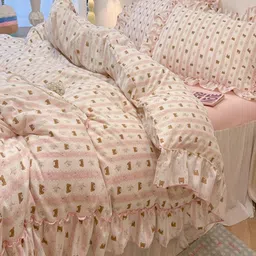 JC HOME Pink & Brown Geometric Polycotton 3 Piece Double King Regular Bedding Set-7