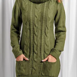 StyleCast Solid High Neck Long Sleeves Winter Mini Jumper Dress-image-71