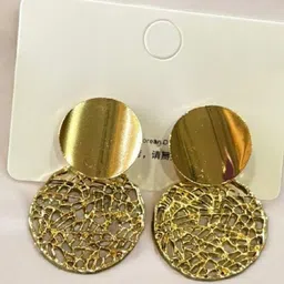 COLOUR OUR DREAMS Gold Plated Circular Korean Drop Earrings-28