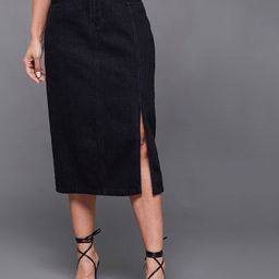 Miss Chase Straight Stretchable Denim Midi Skirt-image-39