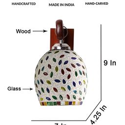 Devansh White & Blue Textured Bell Shaped Wooden Wall Lamp-image-91