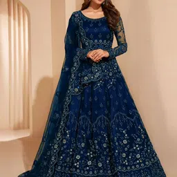 JULEE Women Ethnic Motifs Embroidered Net Fit & Flare Maxi Dress-image-36