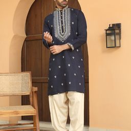 KRAFT INDIA LUXE Floral Embroidered Thread Work Mandarin Collor Straight Kurta-picture-18