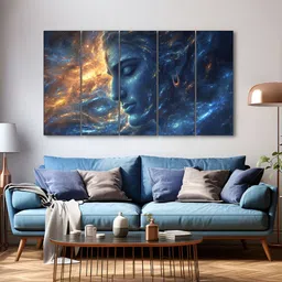 The Castle Decor Blue 5 Piece Wood Other Wall Paintings-image-10