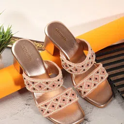 Anouk Embellished Ethnic Block Sandals-38